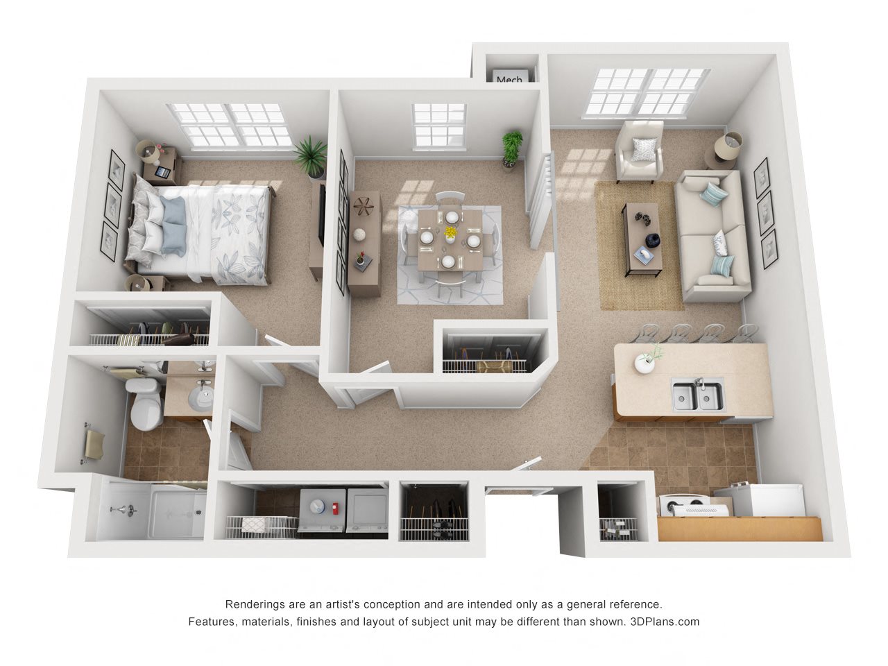 One Bedroom w/ Den Floor Plan 3